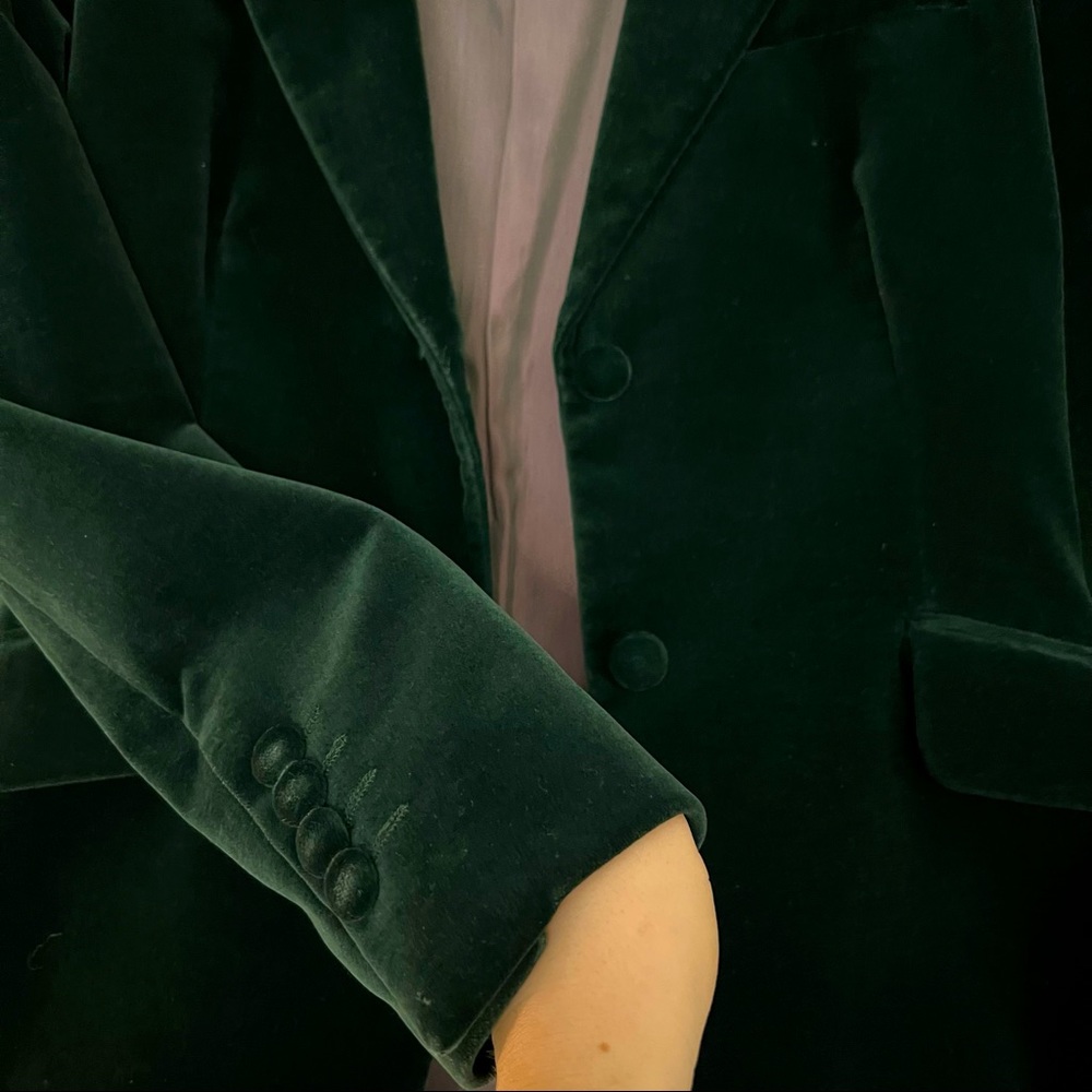 Forest green velvet blazer